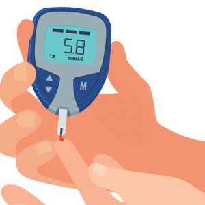 an illustration of someone measuring their blood sugar