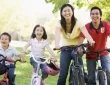 a family going for a bike ride together