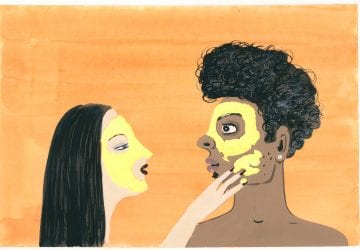 illustration of a couple doing a face mask