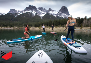 a group of people on SUP