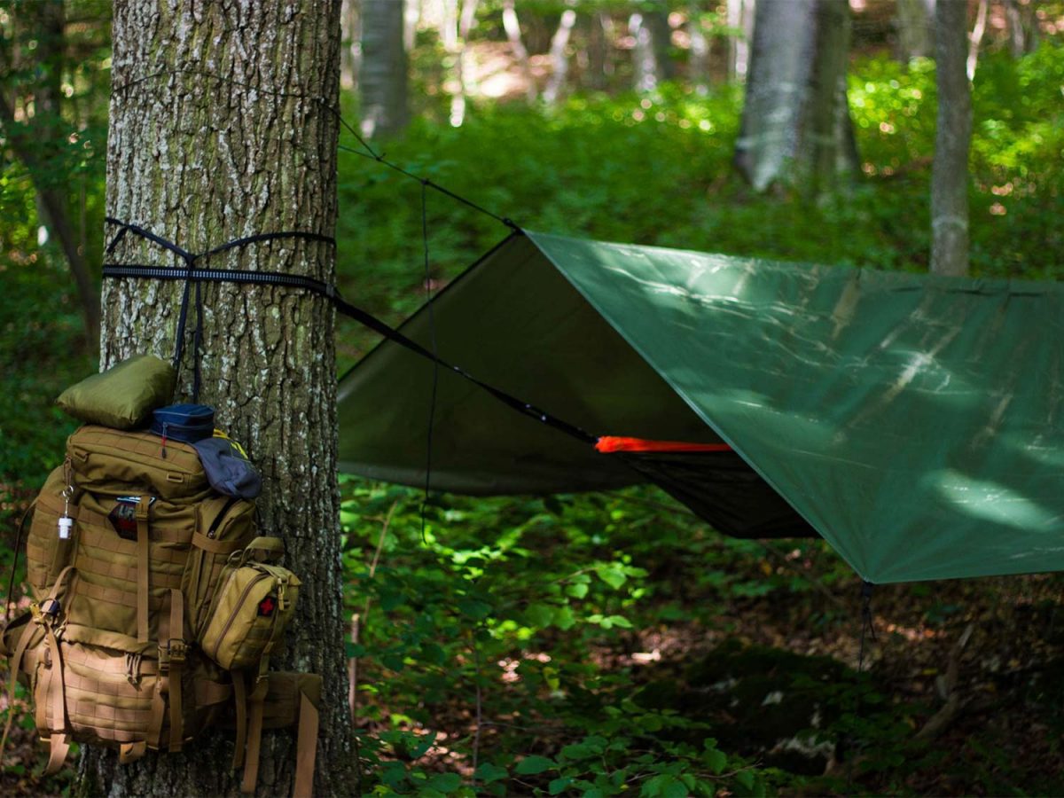 a tarp over a camping area