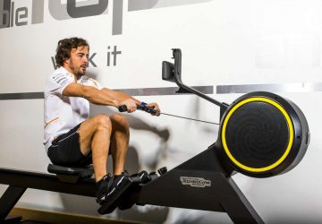 Sergio Alonso working out on a rowing machine