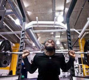 p.k. subban doing squats in the gym and showing strain on his face