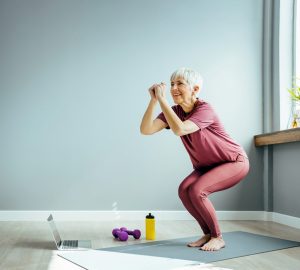 a senior woman doing yoga