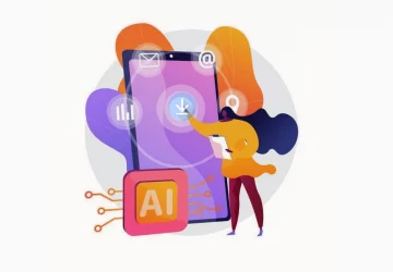 an illustration of a person using AI on their phone