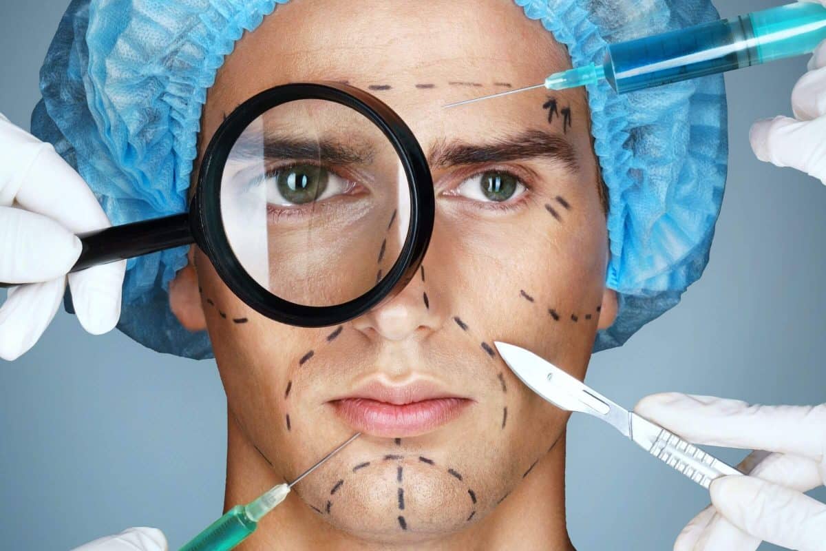 a man getting plastic surgery done
